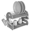 Home Basics S Shape  2 Tier Dish Drainer, Grey DD41276